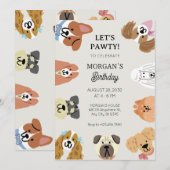 楽しい犬の頭の誕生日 招待状 (正面/裏面)