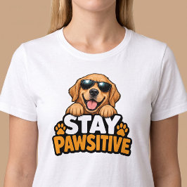 楽しい犬好き ステイポジティブ Tシャツ