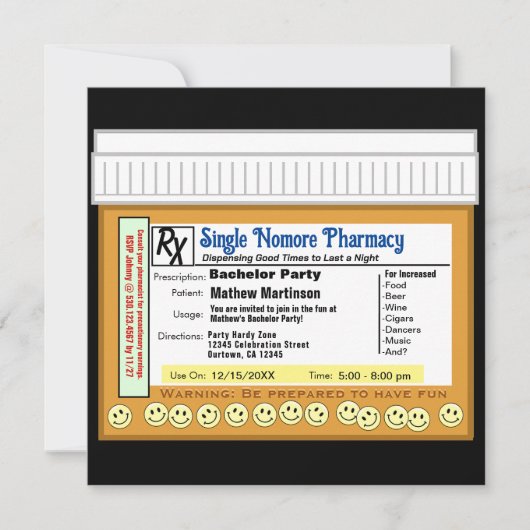 楽しい独身最後の夜の処方箋 招待状 (正面)