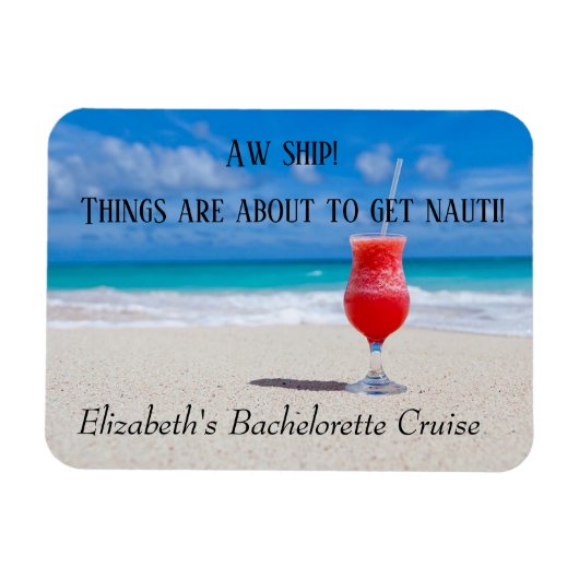 楽しい独身最後の女友達旅行グループビーチ マグネット (横)