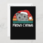 楽しい猫のクリスマス・パン　（ユーモアのある猫とクリスマスの駒） シーズンポストカード (正面/裏面)
