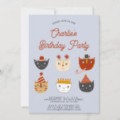 楽しい猫のパーソナライズされた誕生日パーティーの招待状 招待状 (正面)