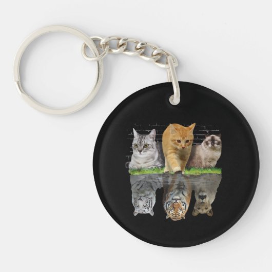 楽しい猫の反射ギフトデザインのアイデア キーホルダー (正面)