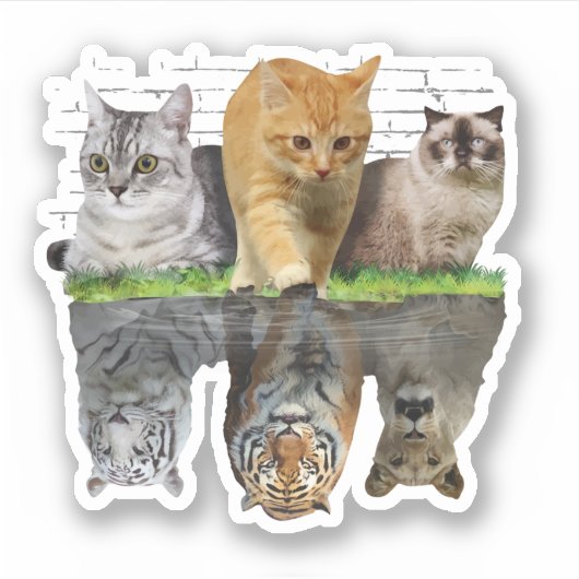 楽しい猫の反射ギフトデザインのアイデア シール (正面)