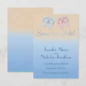 楽しい現代のビーチ フリップ フロップ サンダル セーブ ザ デート 招待状 (正面/裏面)