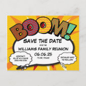 楽しい現代の家族再会パーティーの日程を保存しよう 案内ポストカード (正面)