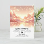 楽しい現代的な天体デジタル誕生日 招待状 (スタンド正面)