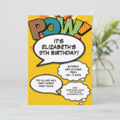 楽しい現代的な誕生日パーティー あらゆる年齢対応 POW 招待状 (スタンド正面)