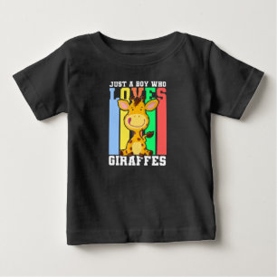 楽しい男の子のキリン ベビーTシャツ