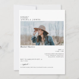 楽しい白モダン花嫁フォトブライダルシャワー 招待状