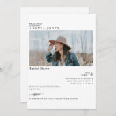 楽しい白モダン花嫁フォトブライダルシャワー 招待状 (正面/裏面)