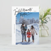 楽しい瞬間と一緒に白いクリスマスの写真 シーズンカード (スタンド正面)