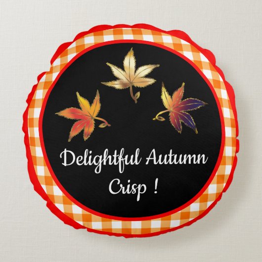 楽しい秋のさわやかな葉 ラウンドクッション (正面)