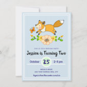 楽しい秋のキツネの誕生日パーティーの招待状 招待状 (正面)