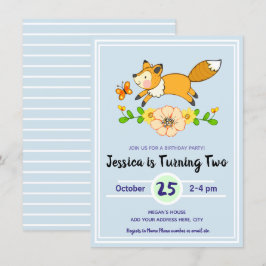 楽しい秋のキツネの誕生日パーティーの招待状 招待状