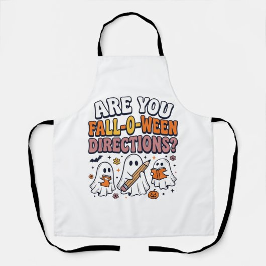 楽しい秋のハロウィーン教師の幽霊の指示入りTシャツ エプロン (正面)