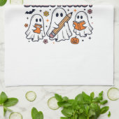 楽しい秋のハロウィーン教師の幽霊の指示入りTシャツ キッチンタオル (折り畳み)