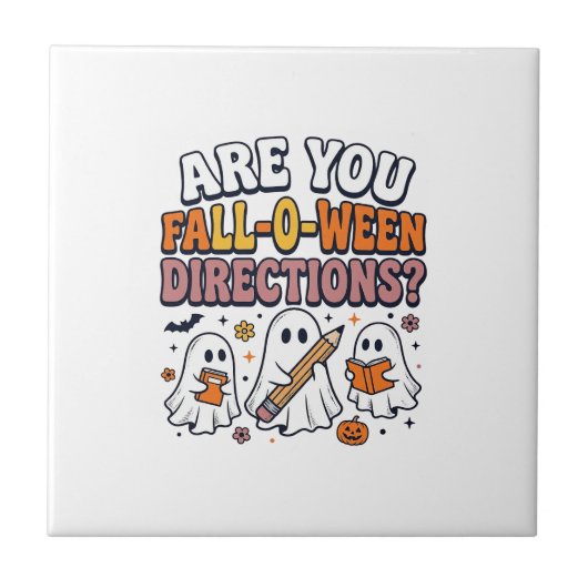 楽しい秋のハロウィーン教師の幽霊の指示入りTシャツ タイル (正面)