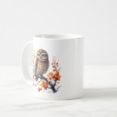 楽しい秋の季節のフクロウのモノグラム コーヒーマグカップ (正面左)
