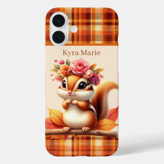 楽しい秋の季節のリス 名前を追加  Case-Mate iPhoneケース (裏面)