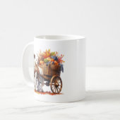 楽しい秋の季節の馬のモノグラム コーヒーマグカップ (正面左)