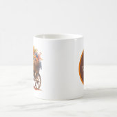 楽しい秋の季節の馬のモノグラム コーヒーマグカップ (中央)