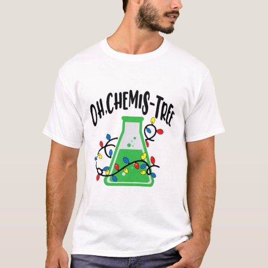 楽しい科学の先生 オーケミストリー 化学 クリスマス Tシャツ (正面)