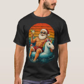 楽しい筋肉サンタユニコーン浮き輪トロピカル Tシャツ (正面)