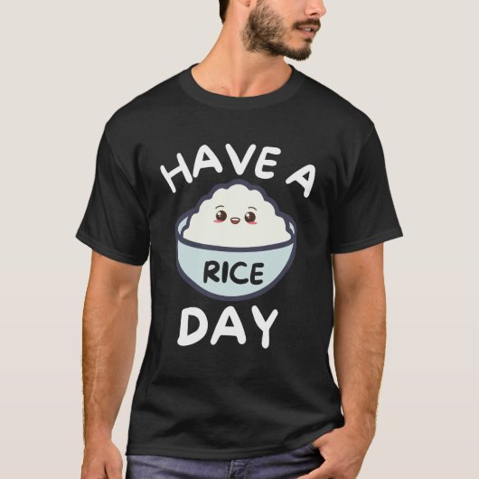 楽しい米の日 かわいい おもしろ 食べ物 ダジャレ ギフト Tシャツ (正面)