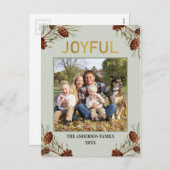 楽しい素朴グリーンフォトクリスマスホリデー シーズンポストカード (正面/裏面)