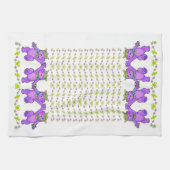 楽しい紫のテディ王室のベアダンスライン キッチンタオル (横)