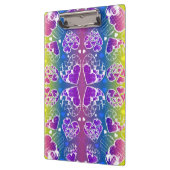 楽しい紫、青、黄色の遊び心のあるハート柄 クリップボード (左)