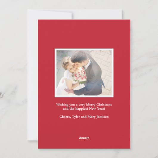 楽しい結婚したとメリーのクリスマス写真カード シーズンカード (裏面)