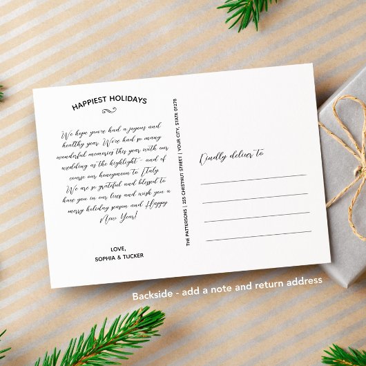 楽しい結婚したクリスマス写真フローラアーチ シーズンポストカード