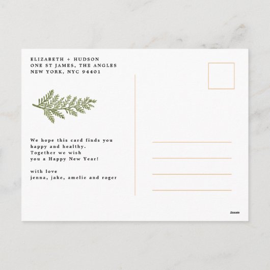 楽しい緑のエレガントクリスマスポインセチア シーズンポストカード (裏面)