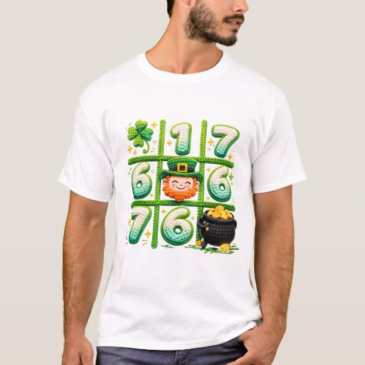 楽しい聖パトリックの日 6 7 ハート三目並べ Tシャツ (正面)