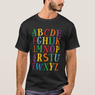 楽しい色の文字アルファベットABC学習幼稚園向け Tシャツ