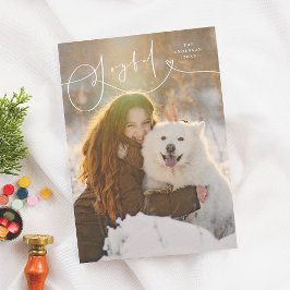 楽しい花モダン咲きミニマル1写真クリスマス シーズンカード