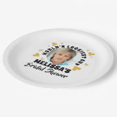 楽しい花婿の顔写真 ゴールドハート ブライダルシャワー ペーパープレート (アングル)