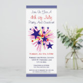 楽しい花火と星の白い7月4日パーティー 招待状 (スタンド正面)