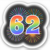 楽しい花火と虹のパターン「62」イベント# シール (正面)