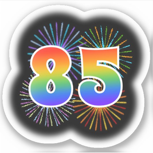 楽しい花火と虹のパターン「85」イベント# シール (正面)