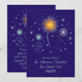 楽しい花火付き新年会パーティーの招待状 招待状 (正面/裏面)