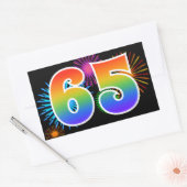 楽しい花火 + レインボーパターン "65" イベント番号 長方形シール (封筒)