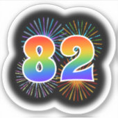 楽しい花火 + レインボーパターン "82" イベント # シール (正面)