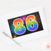 楽しい花火 + レインボーパターン "86" イベント番号 長方形シール (封筒)