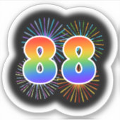 楽しい花火 + レインボーパターン「88」イベント # シール (正面)