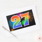楽しい花火+虹のパターン「27」イベントナンバー 長方形シール (封筒)