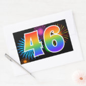 楽しい花火＋虹のパターン「46」イベントナンバー 長方形シール (封筒)