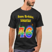 楽しい花火+虹のパターン「46」誕生日# Tシャツ (正面)